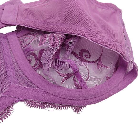 Soma Sensuous Lace Unlined Demi Bra Size 34C New Sheer Purple Embroidered - Picture 7 of 7